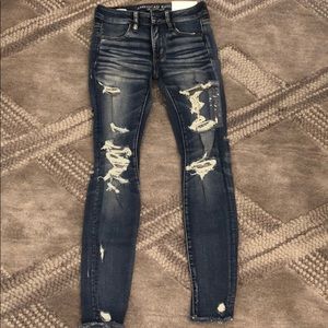 Distressed dark wash jeans!